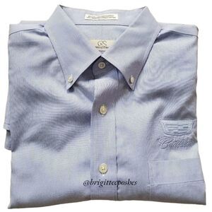 COOPER & STEWART Thin Striped Blue Oxford Shirt